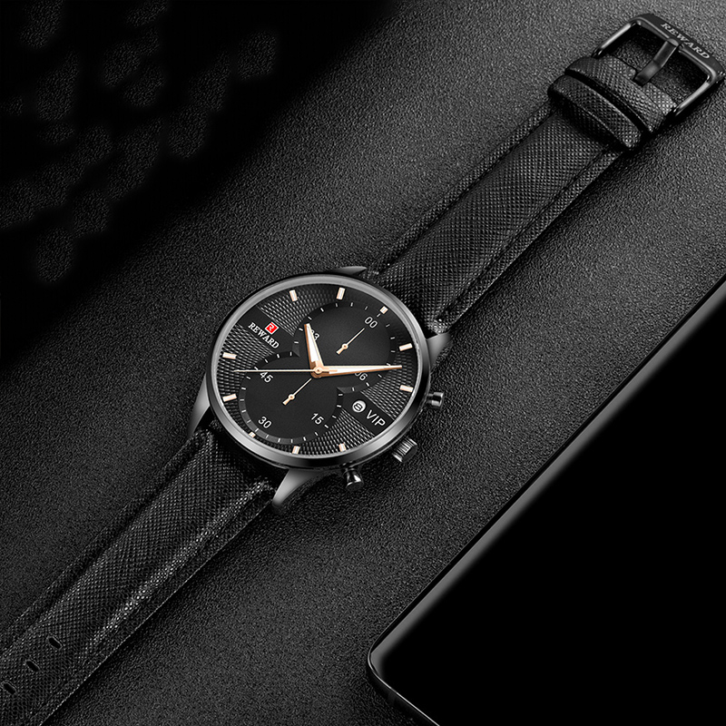 45mm Multifunctional Waterproof Business Quartz Watch for Men