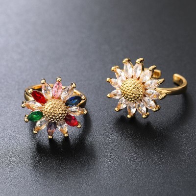 Marquise-cut Sunflower Open Ring