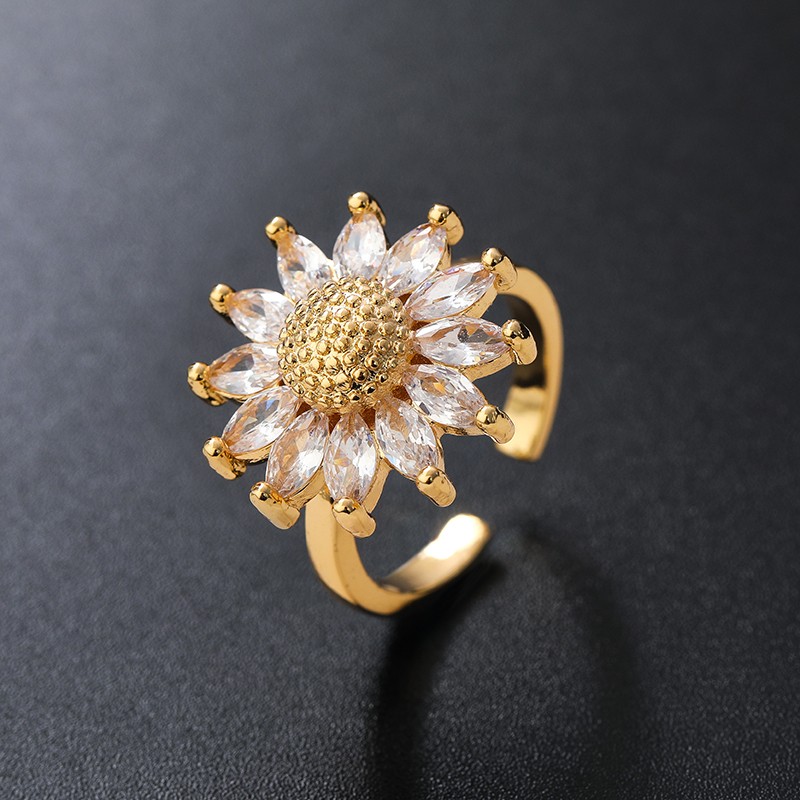 Marquise-cut Sunflower Open Ring