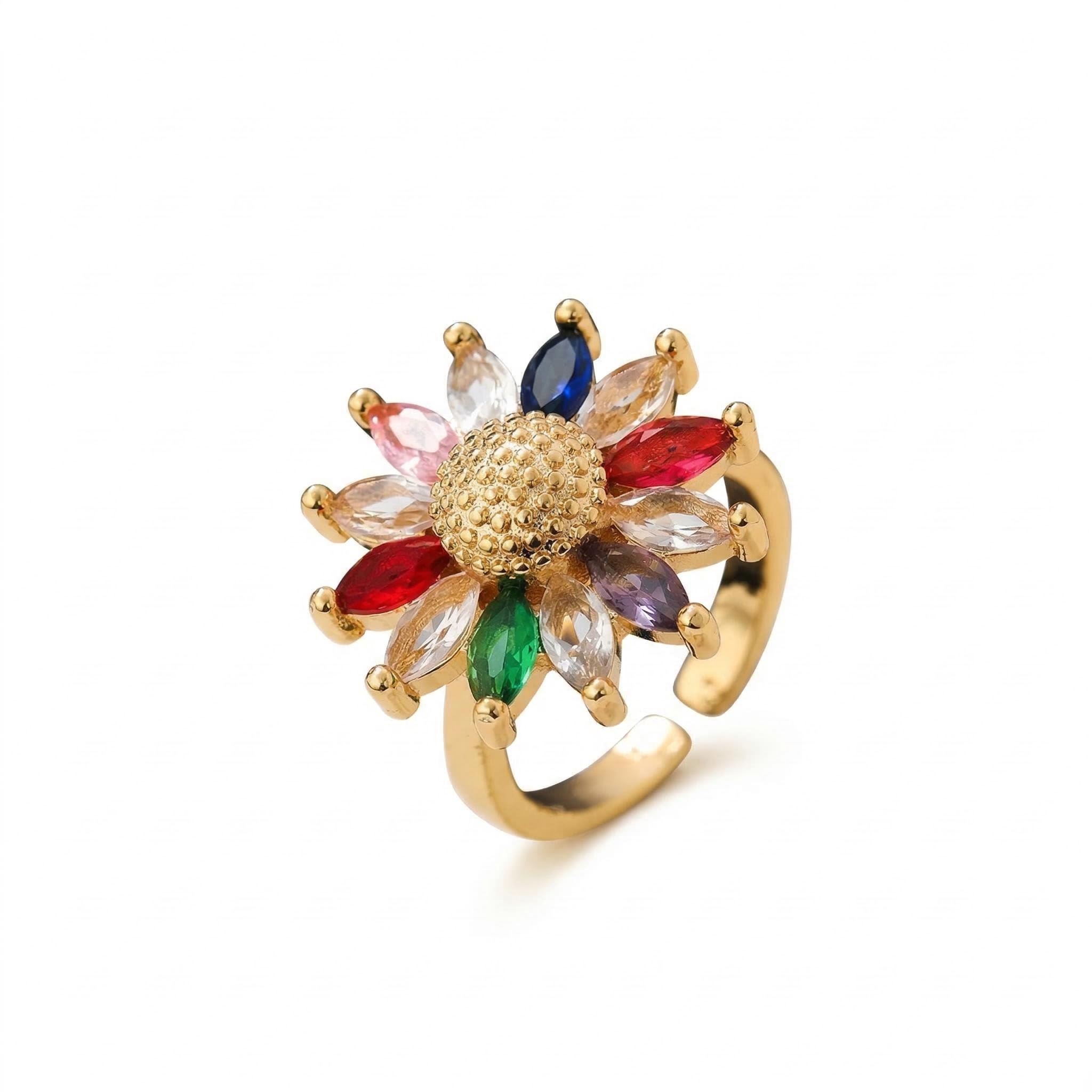 Marquise-cut Sunflower Open Ring