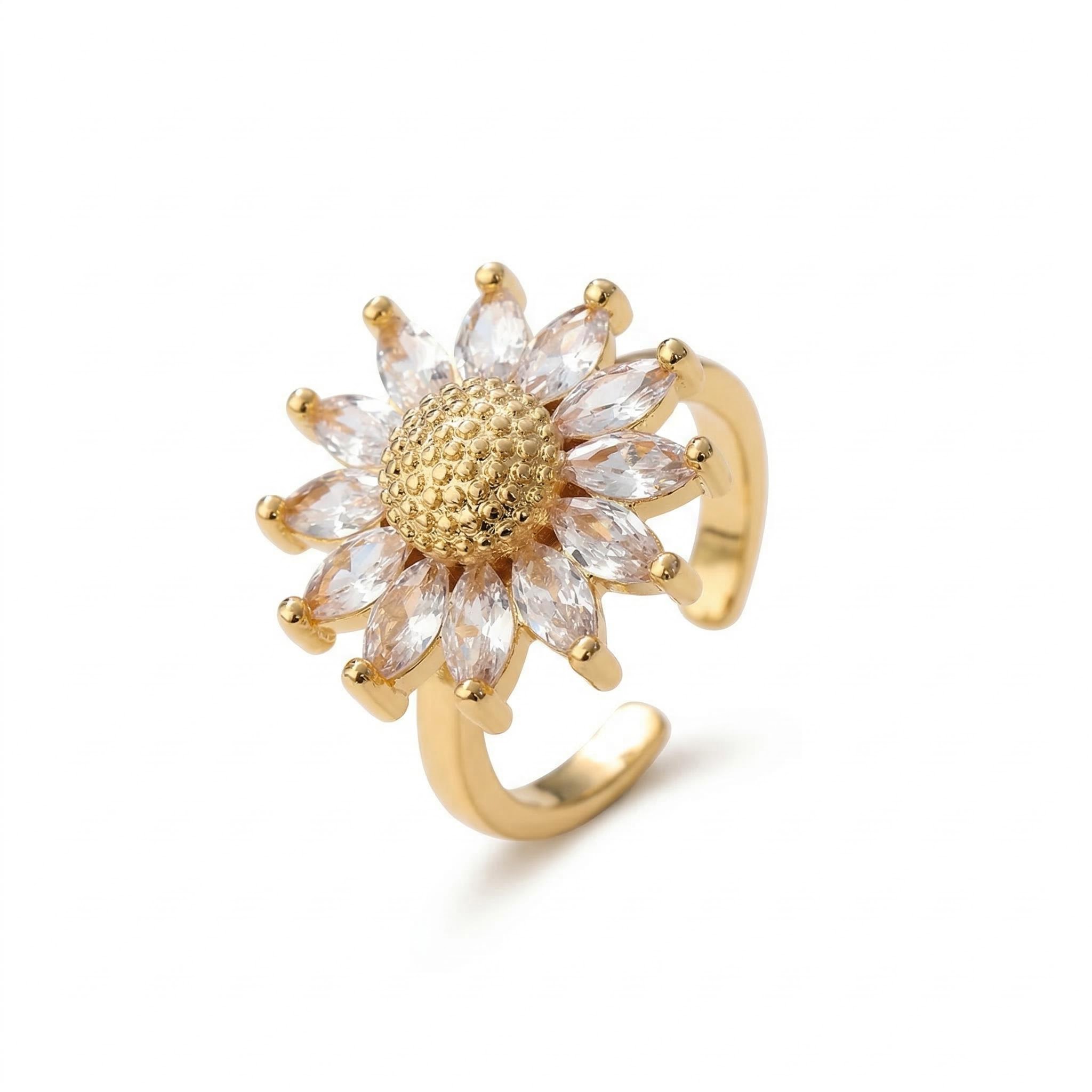Marquise-cut Sunflower Open Ring