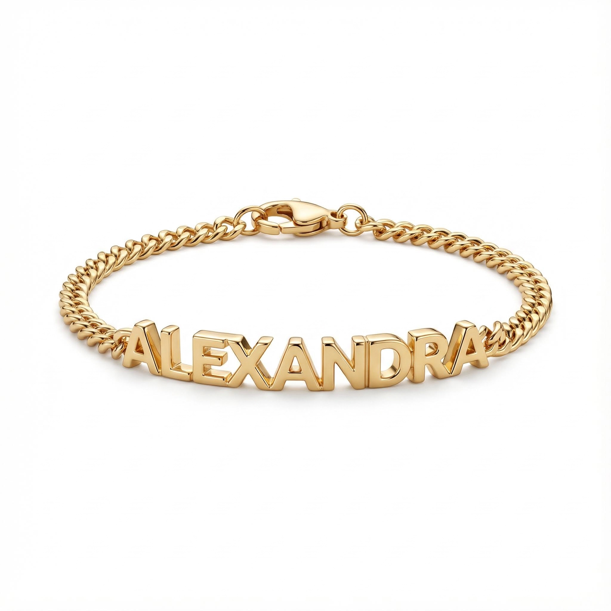 Custom Name Bracelet With Curb Chain