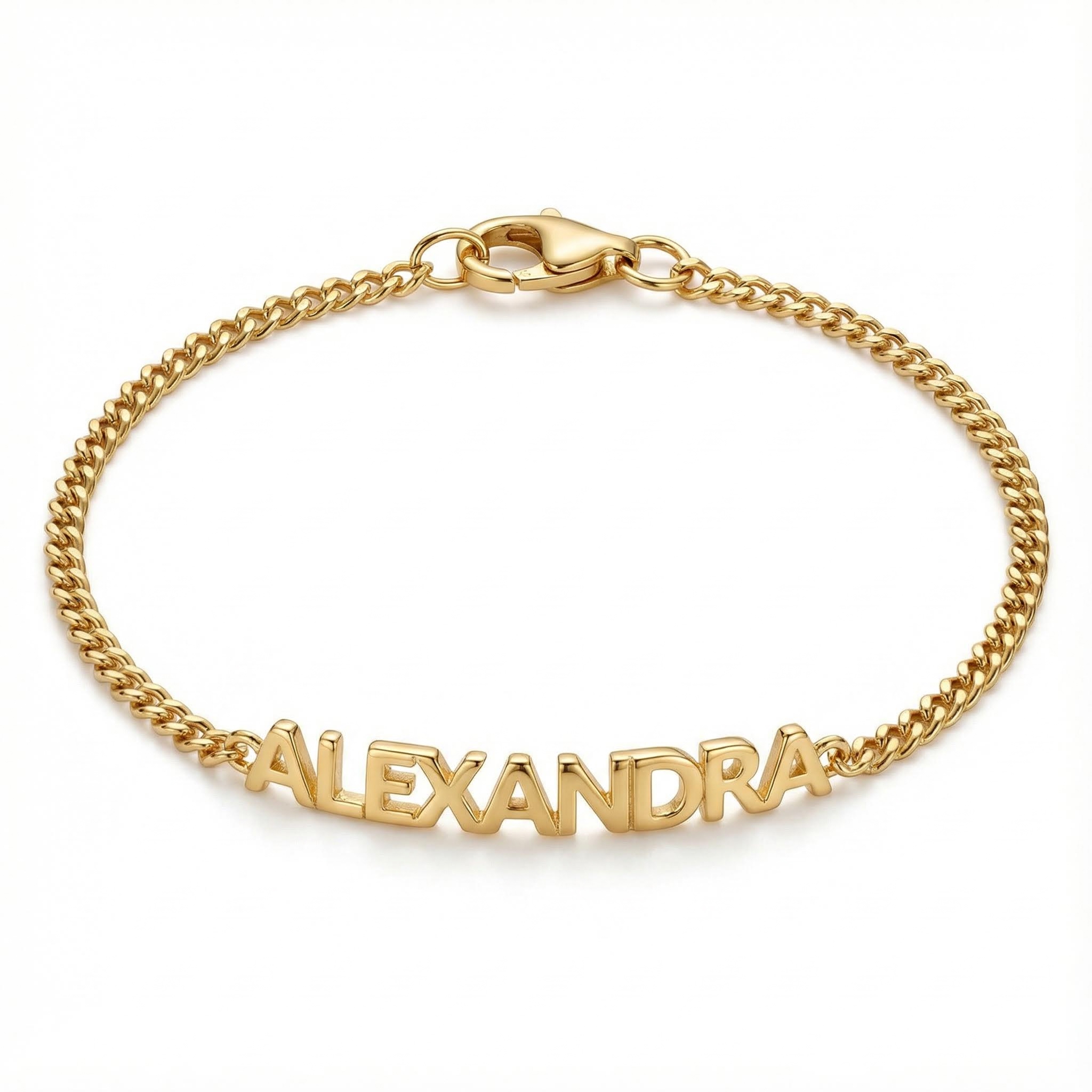 Custom Name Bracelet With Curb Chain