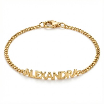 Custom Name Bracelet With Curb Chain