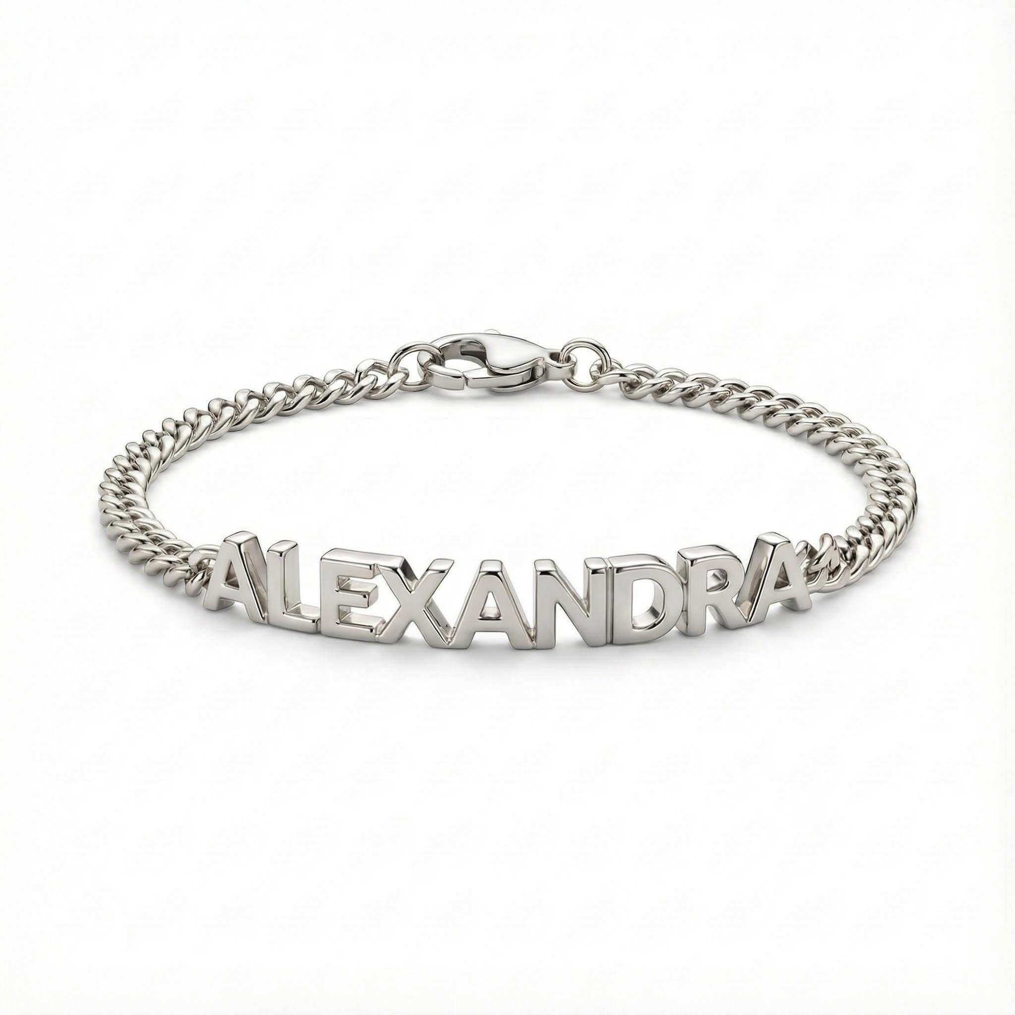 Custom Name Bracelet With Curb Chain