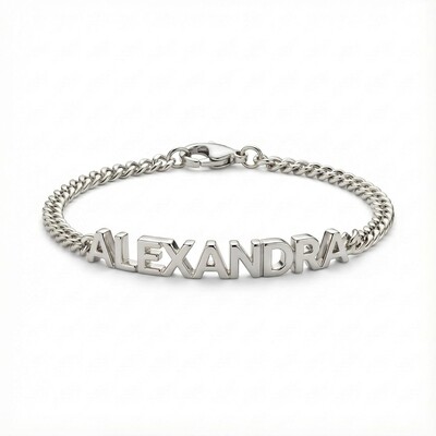 Custom Name Bracelet With Curb Chain