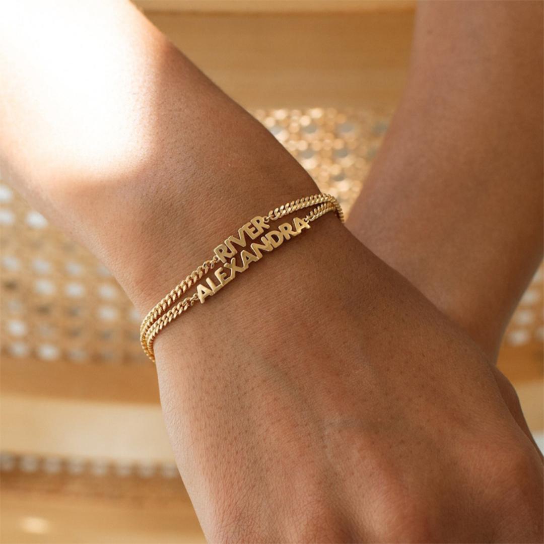 Custom Name Bracelet With Curb Chain