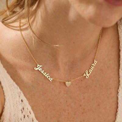 Custom Two Name Necklace with Heart