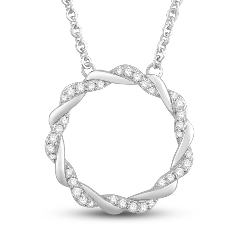 Paved Twist Wreath Circle Necklace