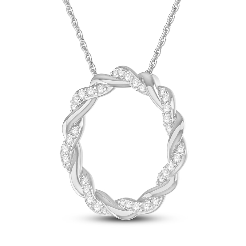 Paved Twist Wreath Circle Necklace