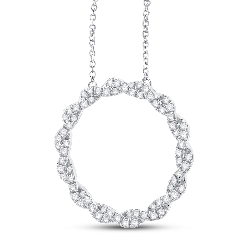 Paved Twist Wreath Circle Sterling Silver Necklace