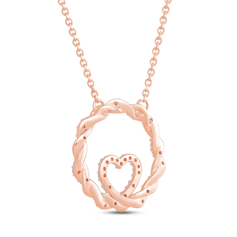 Pave Twist Wreath Circle with Heart Necklace