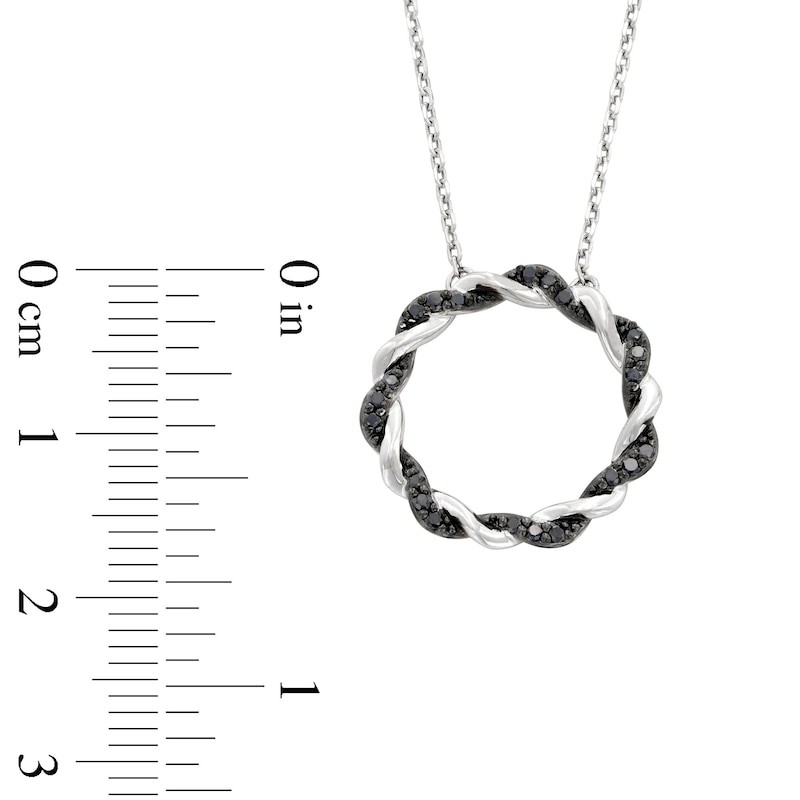 Ice Two-Tone Black Stone Twist Wreath Circle Necklace