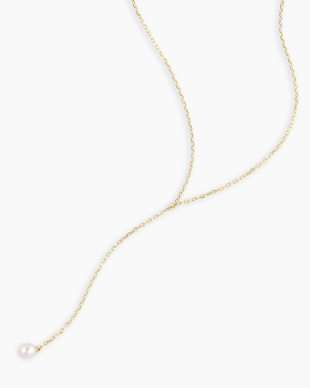 Tiny Pearl Lariat Chain Necklace