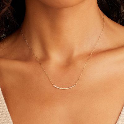 Diamond Curved  Bar Necklace