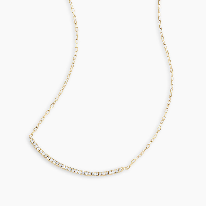 Diamond Curved  Bar Necklace
