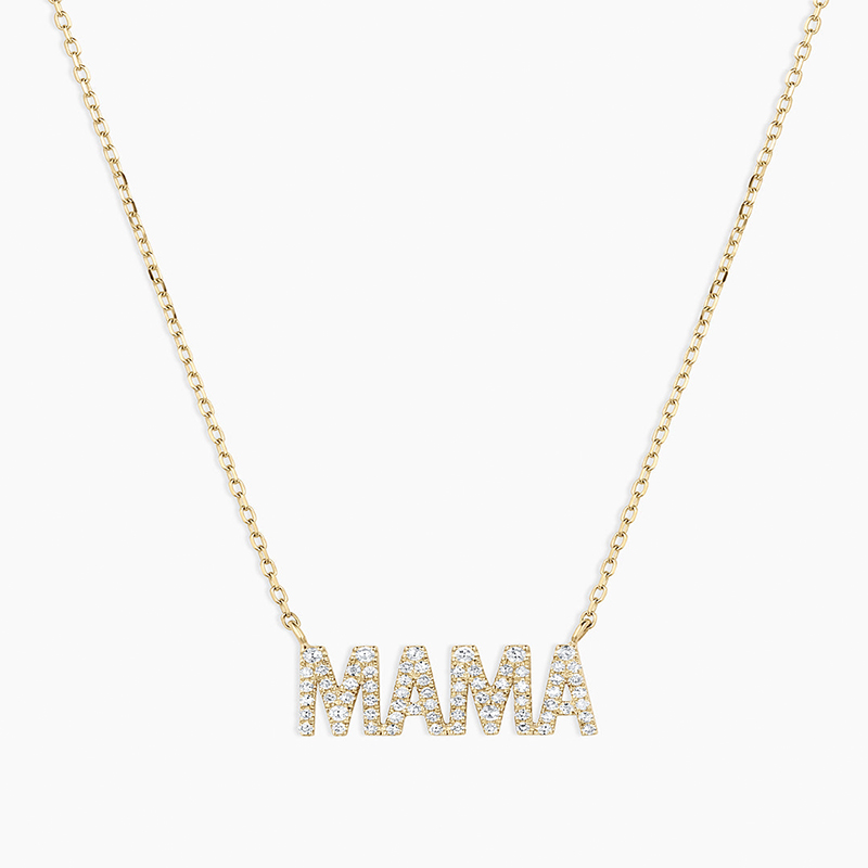 Paved "MAMA" Pendant Necklace