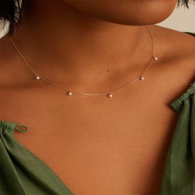 Spaced Mini Pearl Layered Chain Necklace