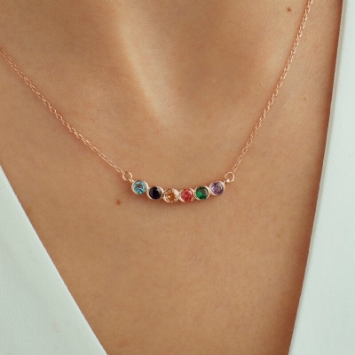 Personalized a Row Birthstone Necklace