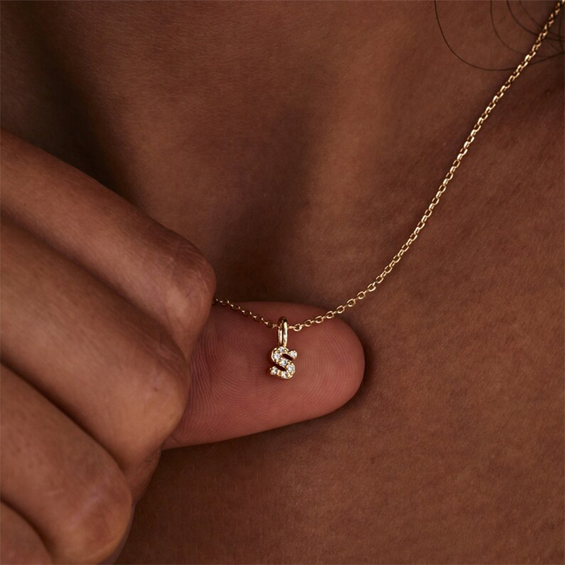 Minimalist Diamond Letter Necklace