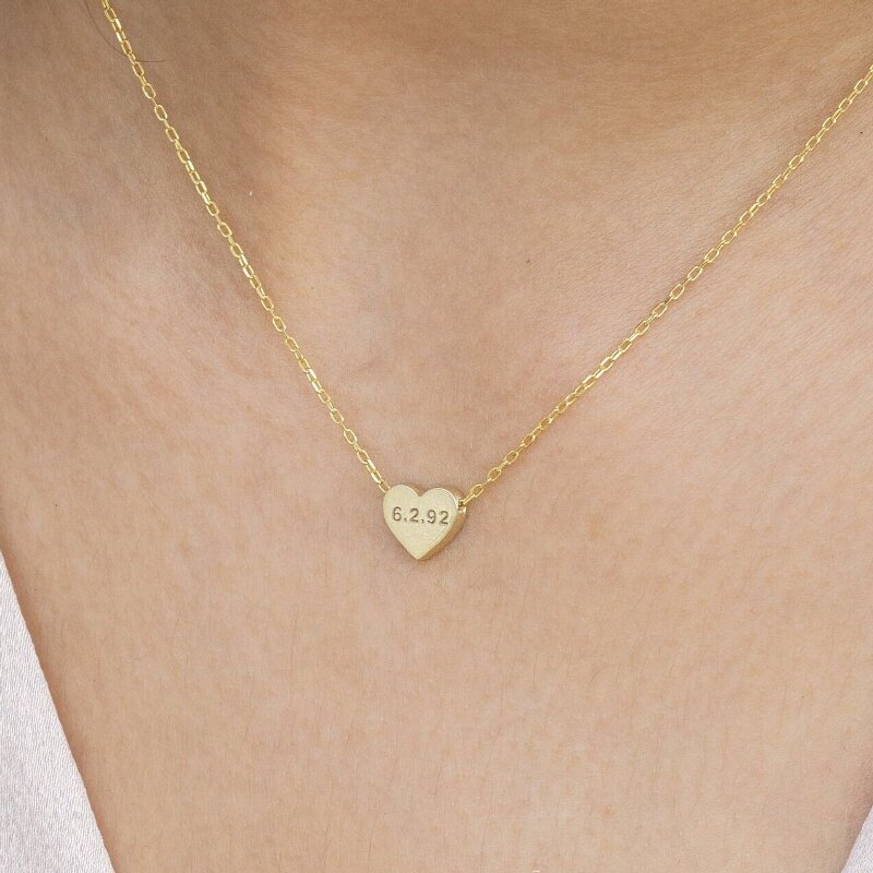 Custom Engraved Number Heart Necklace
