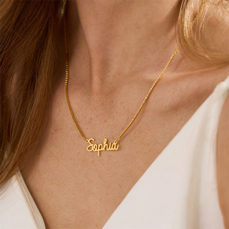 Dainty Name Necklace With Diamond Chain