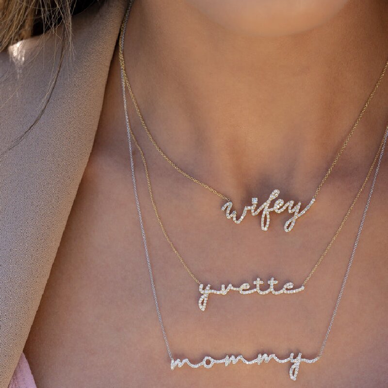 Paved Custom Cursive Name Necklace