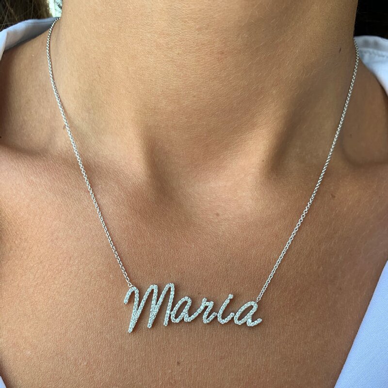 Paved Custom Cursive Name Necklace