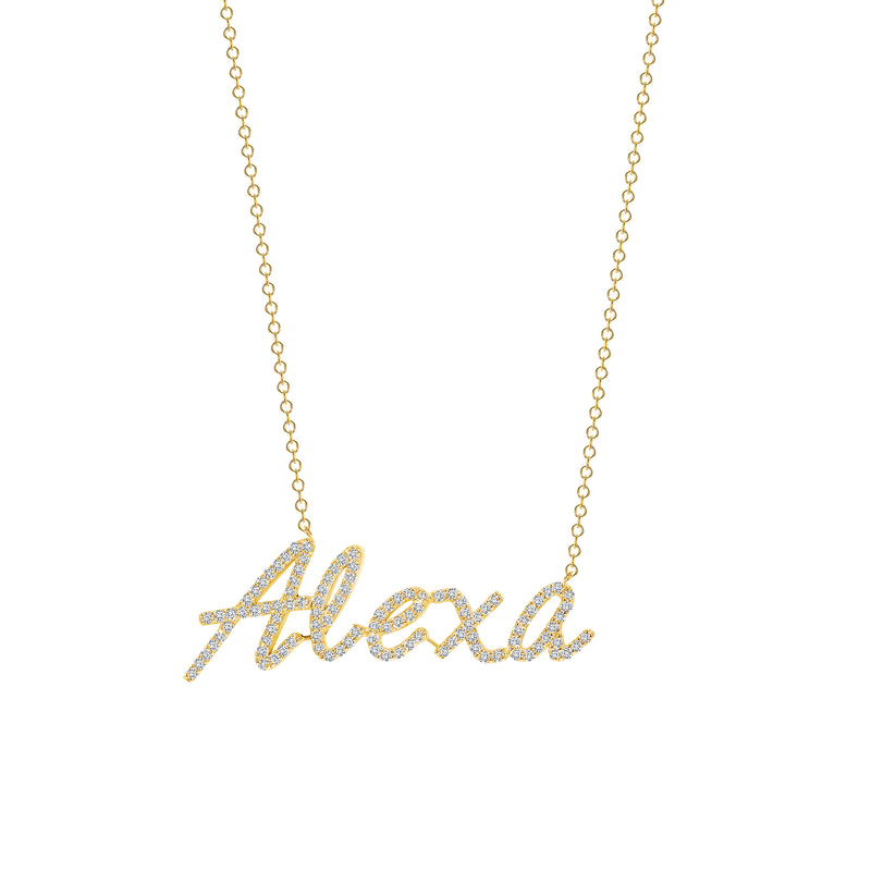 Paved Custom Cursive Name Necklace