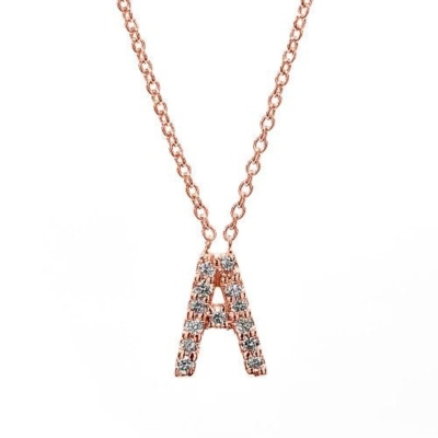 Ice Initial Letter Pendant Necklace
