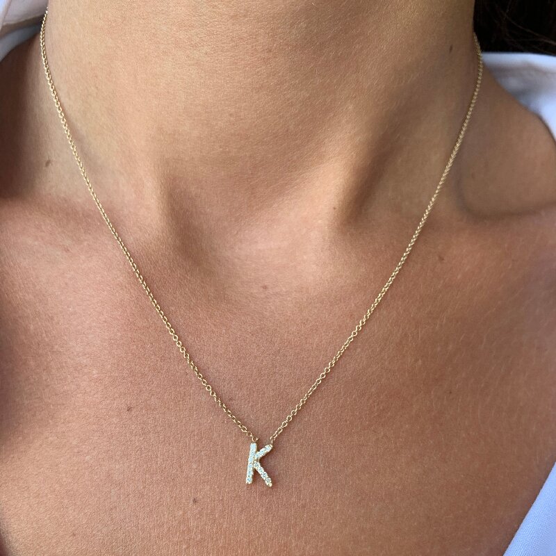 Ice Initial Letter Pendant Necklace