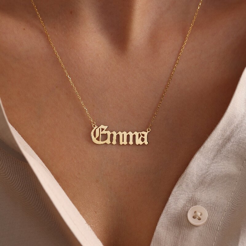 Personalized Old English Name Necklace