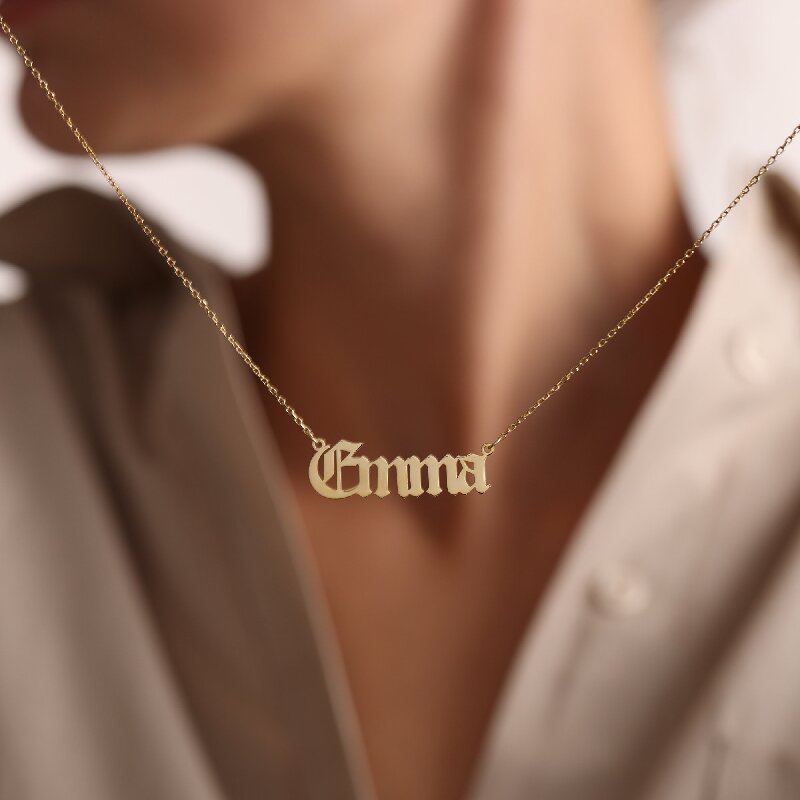 Personalized Old English Name Necklace