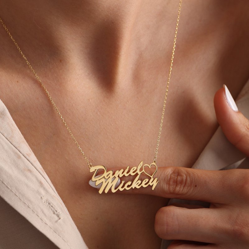 Personalized Two Names with Heart Necklace