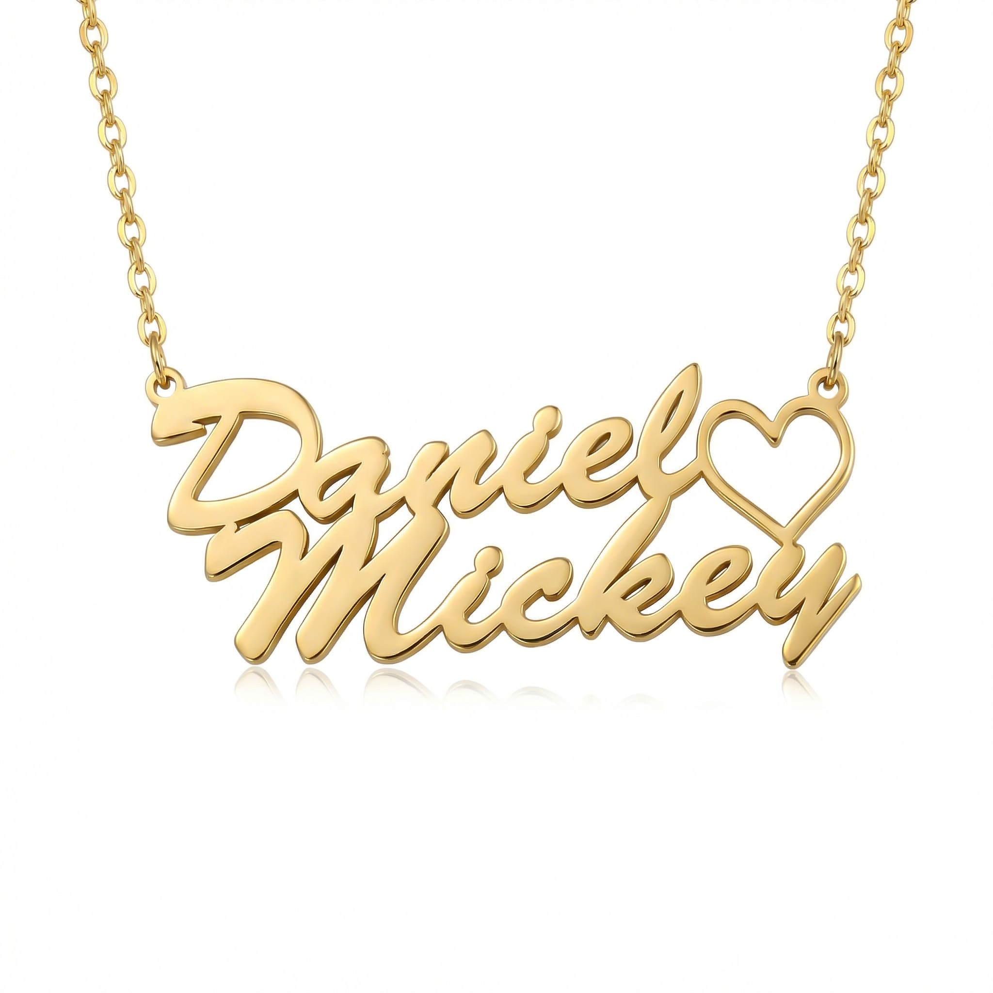 Personalized Two Names with Heart Necklace