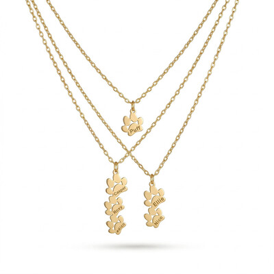 Engraved Dog Paw Name Necklace