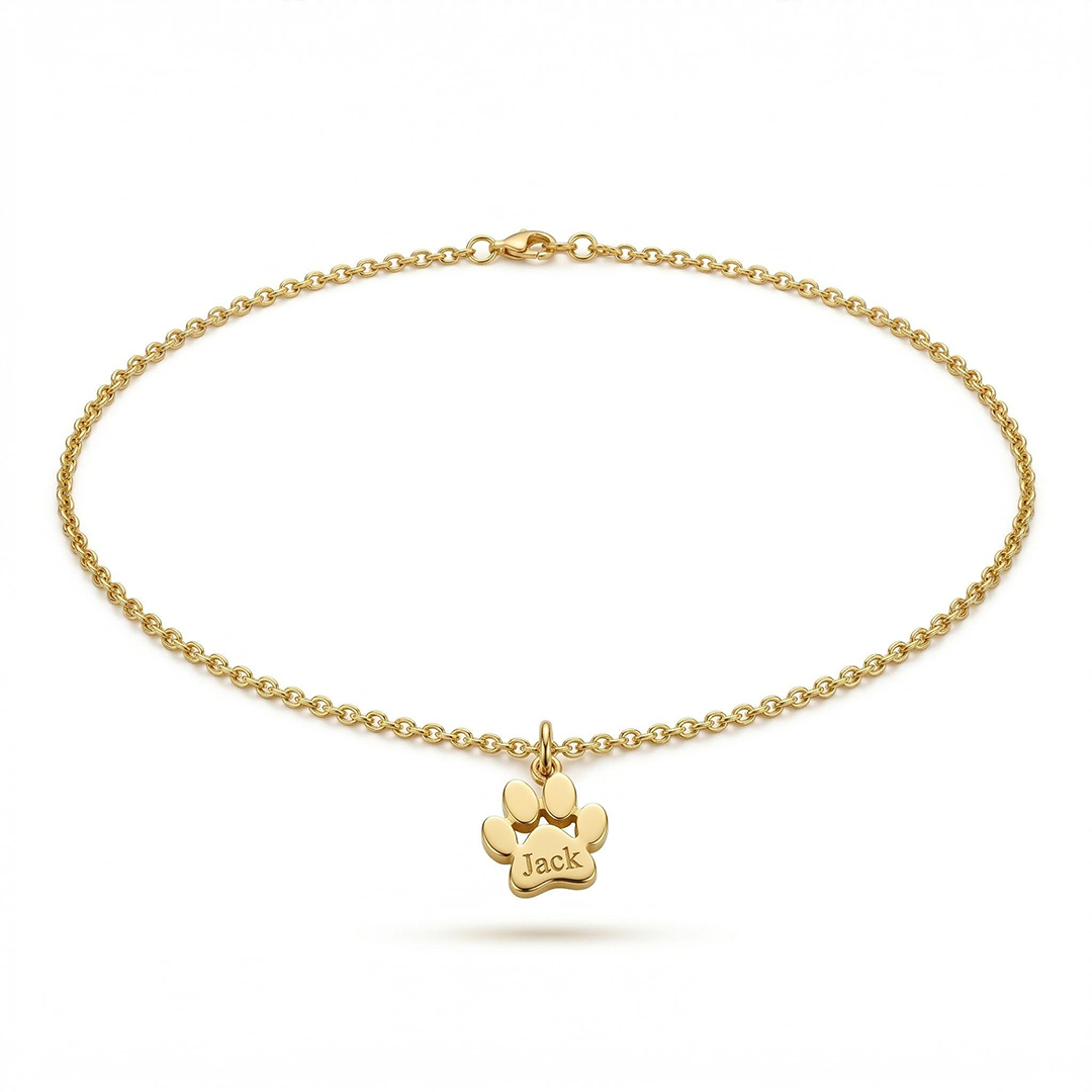 Engraved Dog Paw Name Necklace