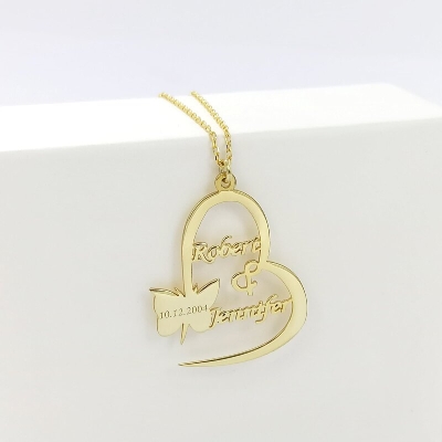 Personalized Name and Date with Heart Necklace