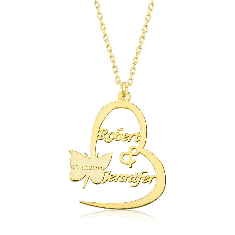 Personalized Name and Date with Heart Necklace