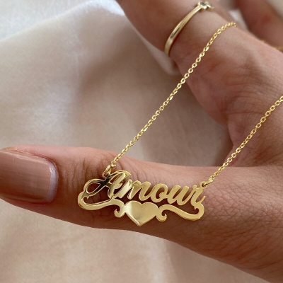 Custom Name with Heart Necklace