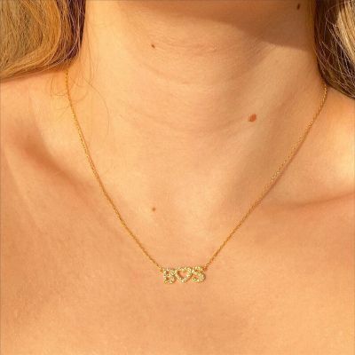 Double Initial Diamond Necklace With Heart