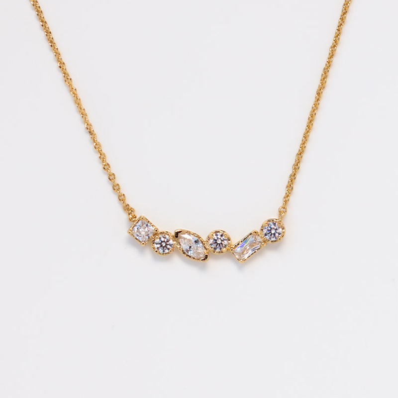 18K Gold Irregular Colourful Gemstone Necklace