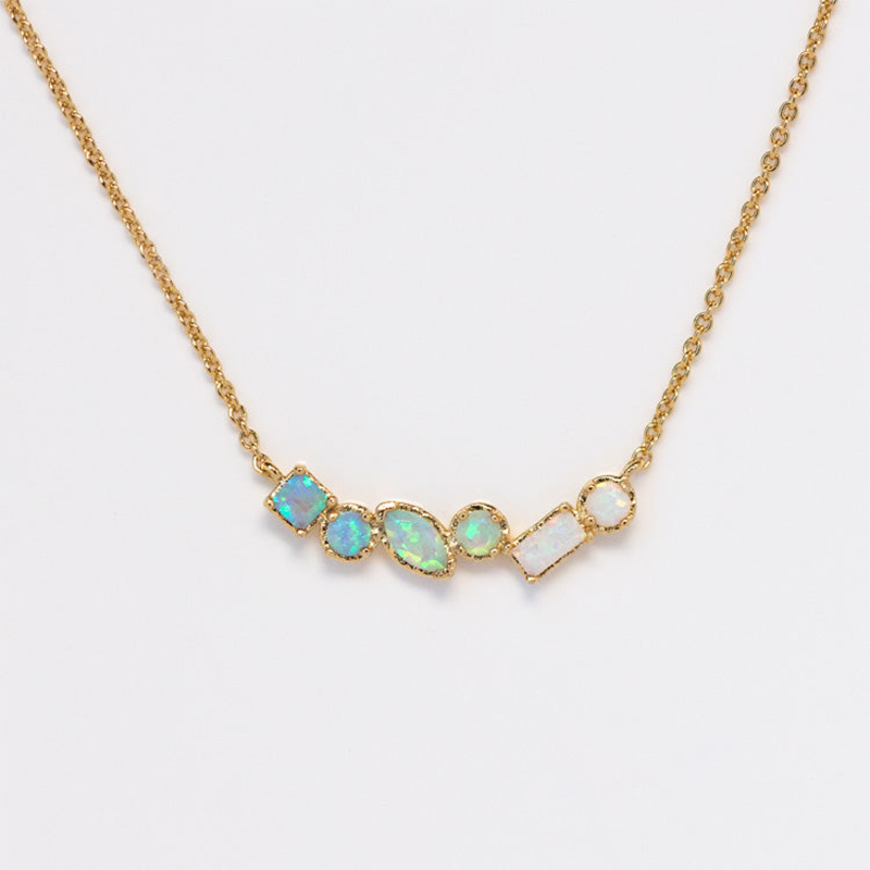 18K Gold Irregular Colourful Gemstone Necklace