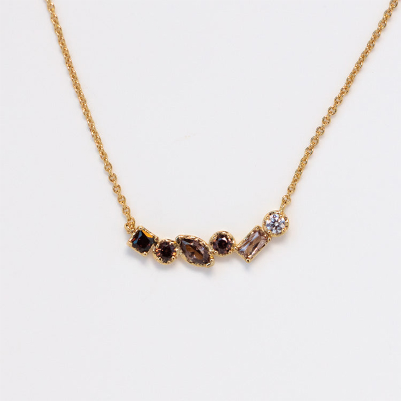 18K Gold Irregular Colourful Gemstone Necklace