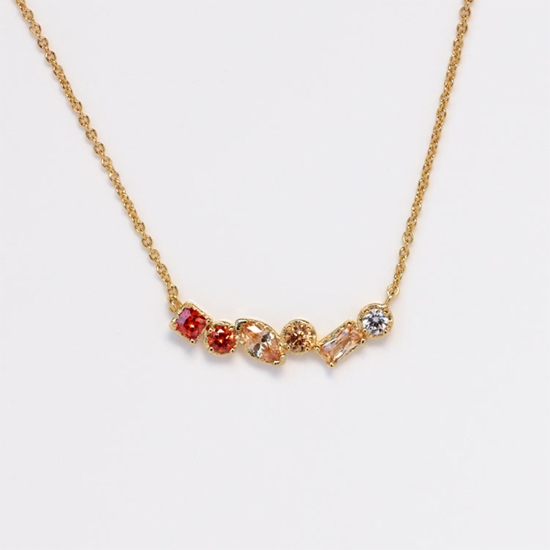 18K Gold Irregular Colourful Gemstone Necklace