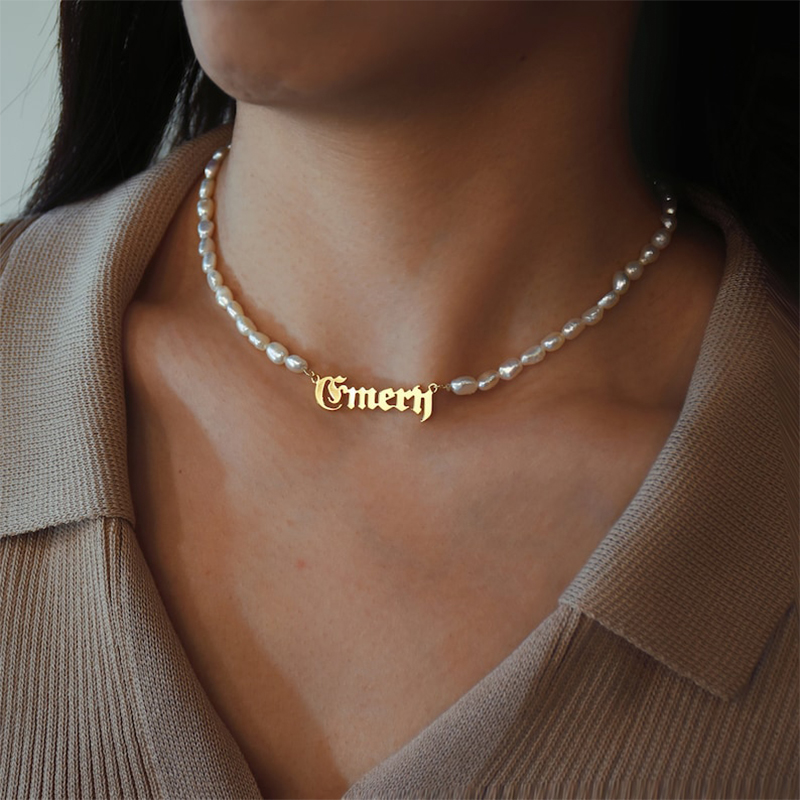 Personalized Pearl Name Necklace