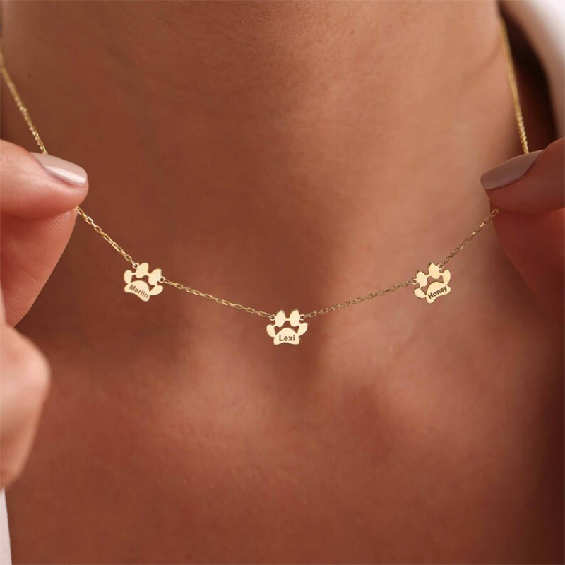 Personalized Dog Paw Name Necklace