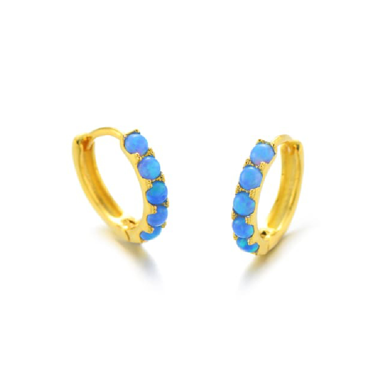 Opal Stone Huggie Hoop Earrings
