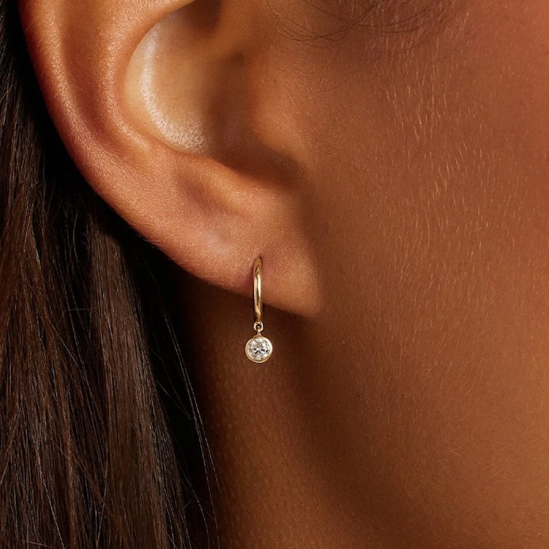 Brilliant Round Charm Huggies Earrings