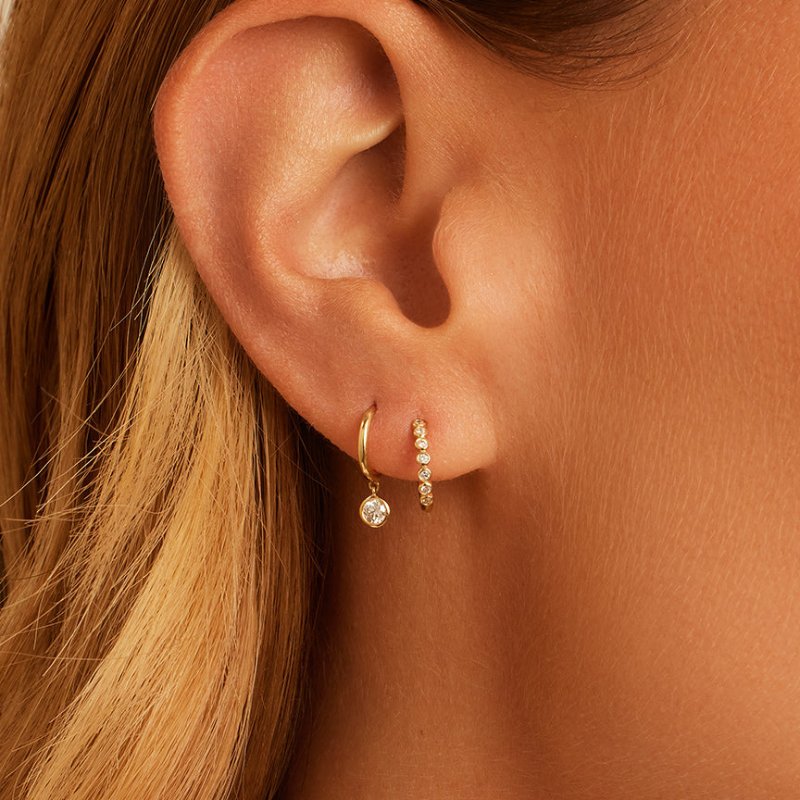 Brilliant Round Charm Huggies Earrings